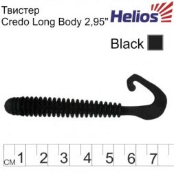 Твистер Helios Credo Long Body 2,95&quot;/7,5 см Black 12шт. (HS-9-011)