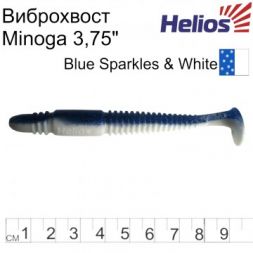 Виброхвост Helios Minoga 3,75&quot;/9.5 см Blue Sparkles &amp; White 5шт. (HS-17-026)