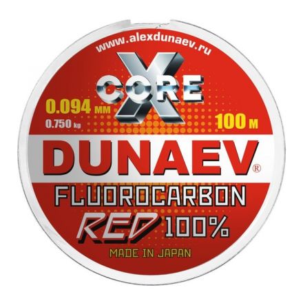 Леска Dunaev Fluorocarbon RED 0.094мм  (0,75 кг)  100м