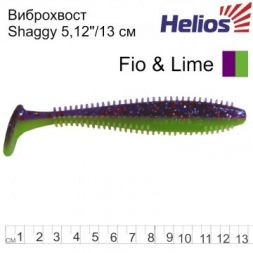 Виброхвост Helios Shaggy 5,12&quot;/13 см Fio &amp; Lime 5шт. (HS-18-014)