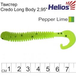 Твистер Helios Credo Long Body 2,95&quot;/7,5 см Pepper Lime 12шт. (HS-9-009)