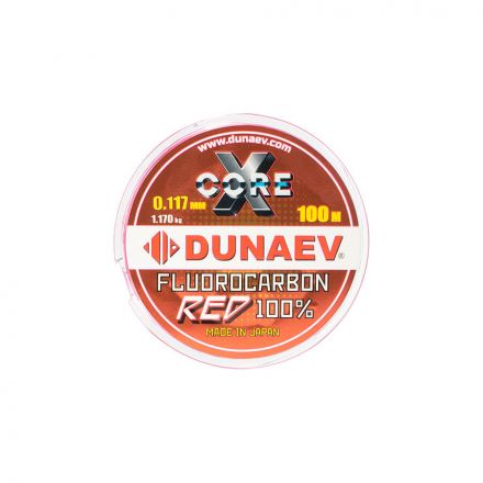 Леска Dunaev Fluorocarbon RED 0.117мм  (1,17 кг)  100м