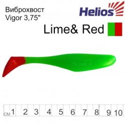 Виброхвост Helios Vigor 3,75&quot;/9.5 см Lime &amp; Red 7шт. (HS-6-021)