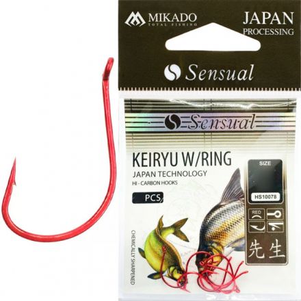 Крючки Mikado SENSUAL - KEIRYU W/RING № 10 RED (с ушком) ( 10 шт.)