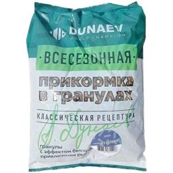 Прикормка всесезонная DUNAEV гранулы Карп Клубника 0.75 кг