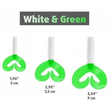 Твистер Helios Credo Double Tail 1,96&quot;/5 см White &amp; Green 10шт. (HS-27-016)