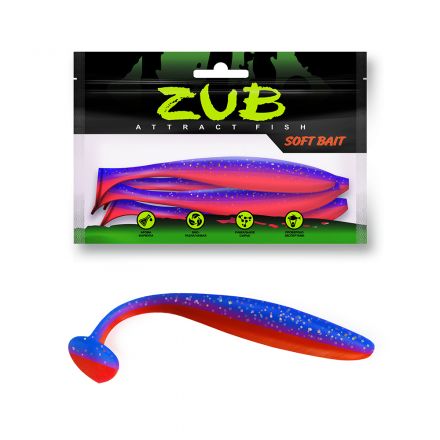 Приманка ZUB-IZI 86мм-5шт, (цвет 610) фиолетовый с блестками