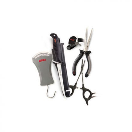 Комбо-набор Rapala 4 (плоскогубцы (16 см.); щипцы (14см.); безмен (11кг.); нож фил. Falcon с ножнами