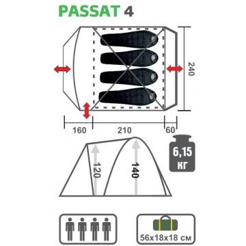 Палатка PASSAT-4 (HS-2368-4 GO) Helios