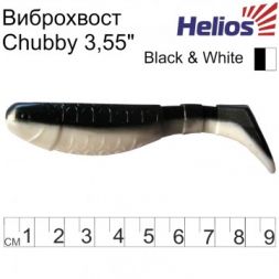 Виброхвост Helios Chubby 3,55&quot;/9 см Black &amp; White 5шт. (HS-4-023)