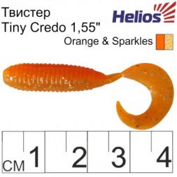 Твистер Helios Тiny Credo 1,55&quot;/4 см Orange &amp; Sparkles 12шт. (HS-8-022)
