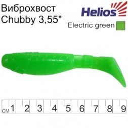 Виброхвост Helios Chubby 3,55&quot;/9 см Electric green 5шт. (HS-4-007)
