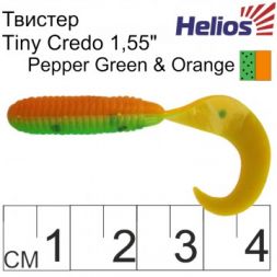 Твистер Helios Тiny Credo 1,55&quot;/4 см Pepper Green &amp; Orange 12шт. (HS-8-018)