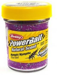 Форелевая паста Berkley PowerBait Extra Scent Glitter Trout Bait Nyrnph/Gltr (нимфа фиолетовый с блестками) (50 г.)