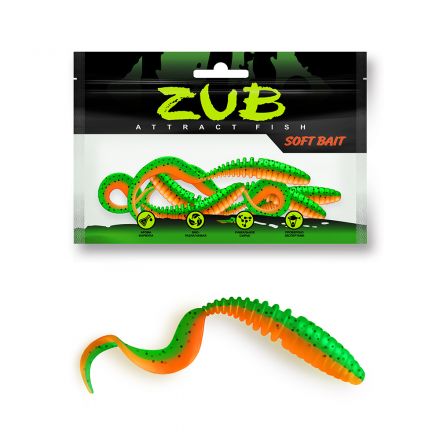 Приманка ZUB-TWIST  90мм-5шт, (цвет 911) машинное масло с блестками