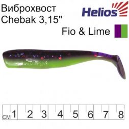 Виброхвост Helios Chebak 3,15&quot;/8 см Fio &amp; Lime 7шт. (HS-3-014)