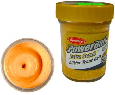 Форелевая паста Berkley PowerBait Extra Scent Glitter Trout Bait #Salmon Egg (икра лосося желая с блестками) (50 г.)