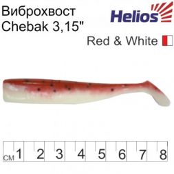 Виброхвост Helios Chebak 3,15&quot;/8 см Red &amp; White 7шт. (HS-3-003)