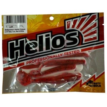 Виброхвост Helios Chebak 3,15&quot;/8 см Red &amp; White 7шт. (HS-3-003)