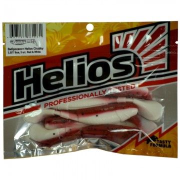 Виброхвост Helios Chubby 3,55&quot;/9 см Red &amp; White 5шт. (HS-4-003)