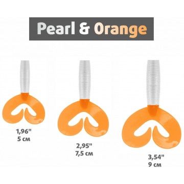 Твистер Credo Double Tail 2,95&quot;/7,5 см Pearl &amp; Orange 7шт. (HS-12-019) Helios
