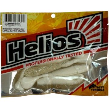 Виброхвост Helios Chubby 3,55&quot;/9 см White &amp; Sparkles 5шт. (HS-4-002)
