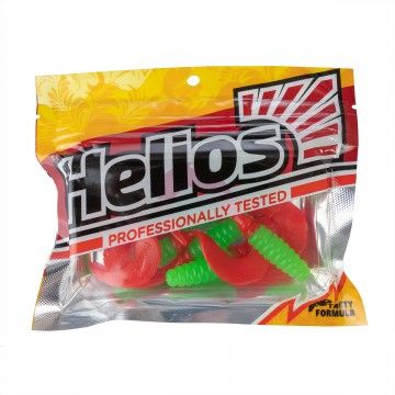 Твистер Helios Credo 2,35&quot;/6,0 см Lime &amp; Red 7шт. (HS-10-021)
