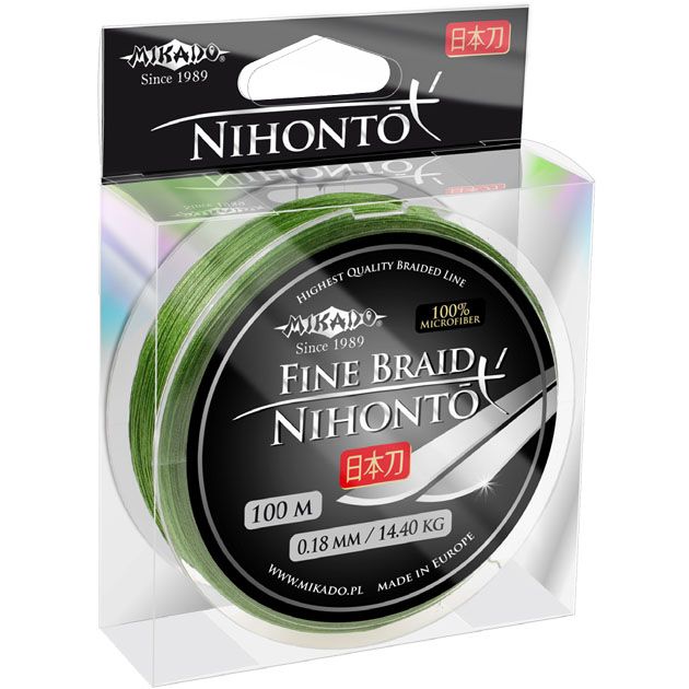 Плетеный шнур Mikado NIHONTO FINE BRAID 0,45 green (100 м) - 37,40 кг.