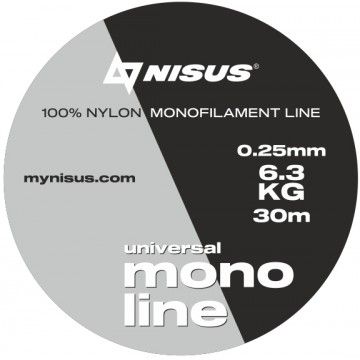 Леска MONOLINE Universal 0,25mm/30m Nylon Transparent Nisus (N-MU-025-30)