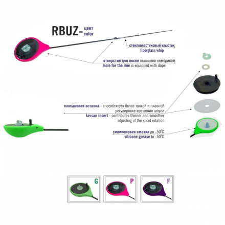 Удочка зим. RBUZ зеленая хлыст стеклопластик (RBUZ-G) Akara