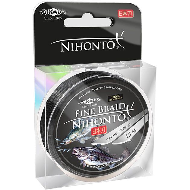 Плетеный шнур Mikado NIHONTO FINE BRAID 0,16 black (15 м) - 12.50 кг.