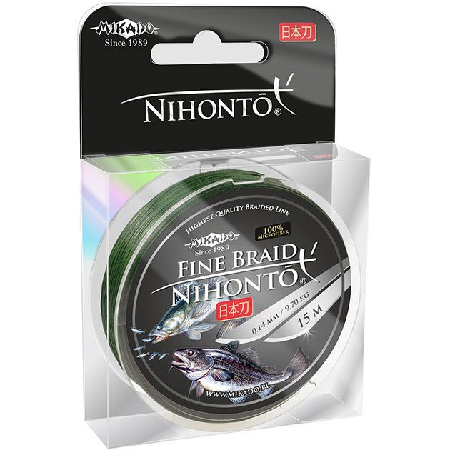 Плетеный шнур Mikado NIHONTO FINE BRAID 0,06 green (15 м) - 3.25 кг.
