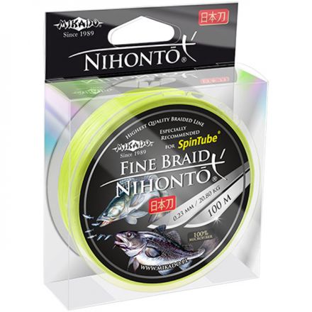 Плетеный шнур Mikado NIHONTO FINE BRAID 0,25 fluo (100 м) - 20,90 кг.