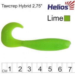 Твистер Helios Hybrid 2,75&quot;/7,0 см Lime 7шт. (HS-13-008)