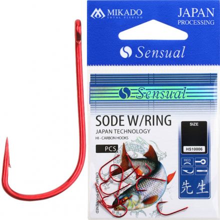 Крючки Mikado SENSUAL - SODE W/RING № 10 RED (с ушком) ( 10 шт.)
