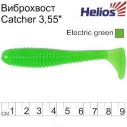 Виброхвост Helios Catcher 3,55&quot;/9 см Electric green 5шт. (HS-2-007)
