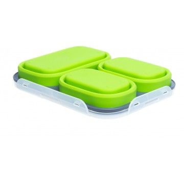 Контейнер силиконовый складной 3 отсека с ловилкой (PR-FH007)