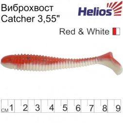 Виброхвост Helios Catcher 3,55&quot;/9 см Red &amp; White 5шт. (HS-2-003)