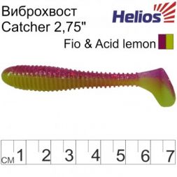 Виброхвост Helios Catcher 2,75&quot;/7 см Fio &amp; Acid lemon 7шт. (HS-1-027)