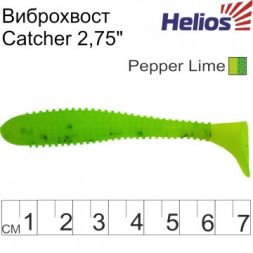 Виброхвост Helios Catcher 2,75&quot;/7 см Pepper Lime 7шт. (HS-1-009)
