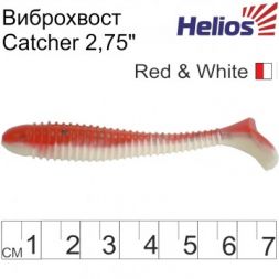 Виброхвост Helios Catcher 2,75&quot;/7 см Red &amp; White 7шт. (HS-1-003)