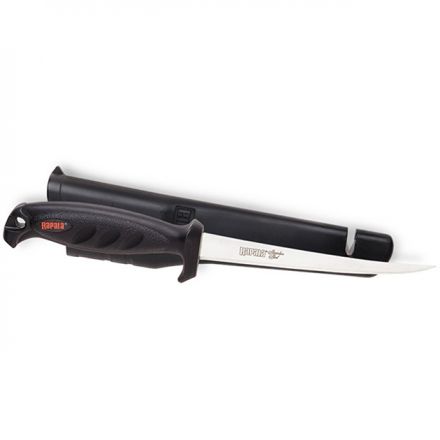 Филейный нож RAPALA 134SH (лезвие 10 см, нескользящая рукоятка, чехол с точилом)