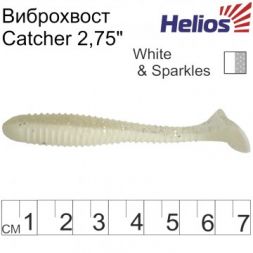 Виброхвост Helios Catcher 2,75&quot;/7 см White &amp; Sparkles 7шт. (HS-1-002)