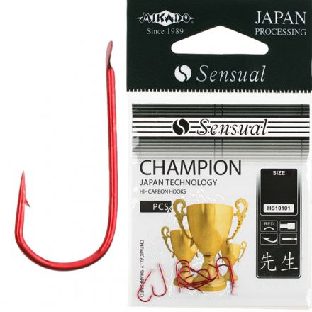 Крючки Mikado SENSUAL - CHAMPION № 10 RED (с лопаткой) ( 10 шт.)