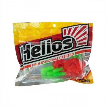 Твистер Helios Credo Double Tail 2,95&quot;/7,5 см Lime &amp; Red 7шт. (HS-12-021)