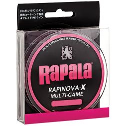 Леска плетеная RAPALA RAPINOVA-X MULTI GAME 100M #0.18/6LB/PINK 0,06 мм
