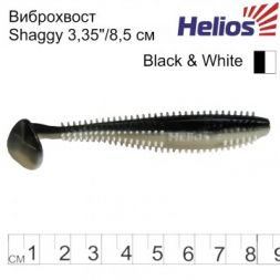 Виброхвост Helios Shaggy 3,35&quot;/8,5 см Black &amp; White 5шт. (HS-16-023)