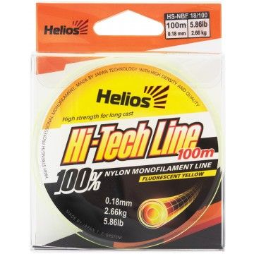 Леска Helios Hi-tech Line Nylon Fluorescent Yellow 0,18mm/100 (HS-NBF 18/100)