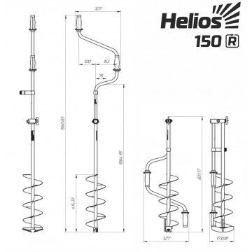 Ледобур HS-150D R правое вращение (LH-150RD) Helios