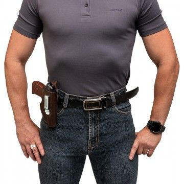 Кобура поясная к ПМ универсальная с пружиной для скрытого ношения(кожа) (HS-ПК-7) Helios